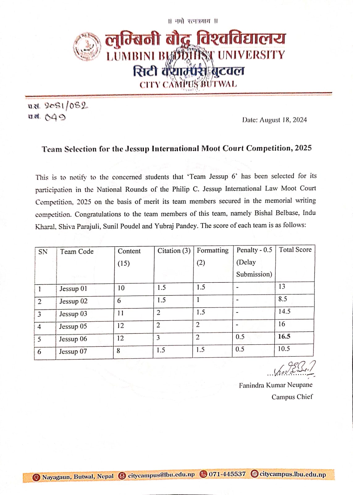 Team Selection for the Jessup International Moot Court Competition